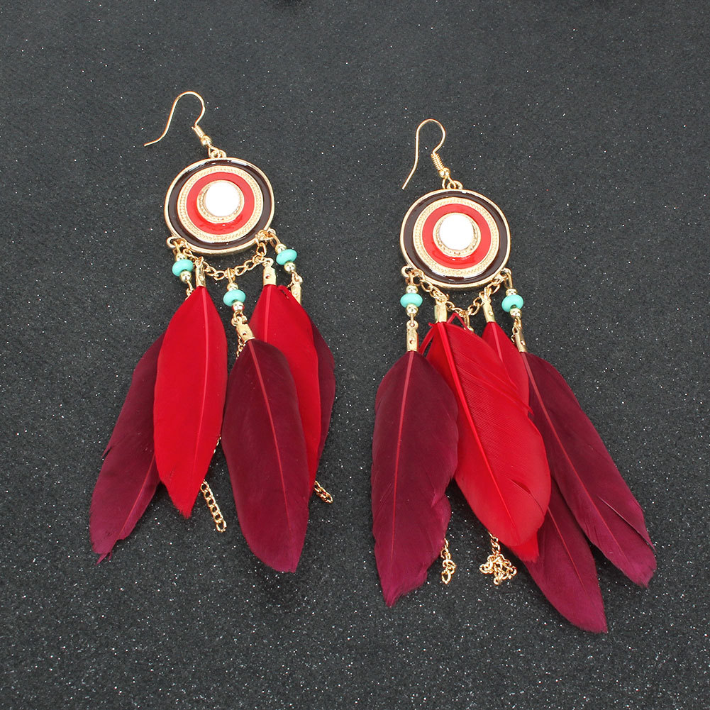 Bohemian Fashion Feather Long Earrings display picture 2