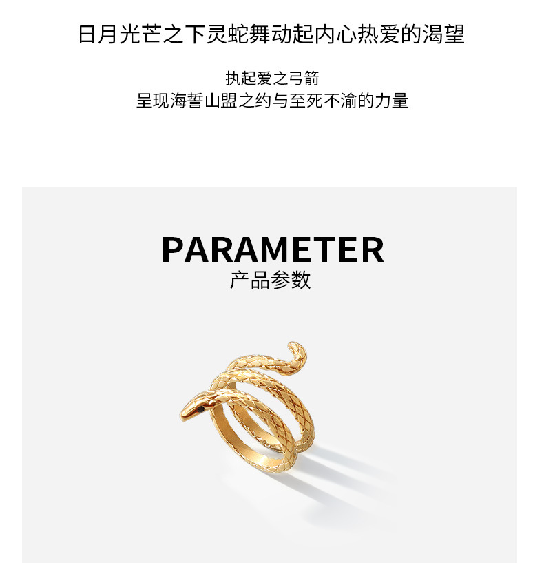 Snake-shaped Titanium Steel Ring display picture 3