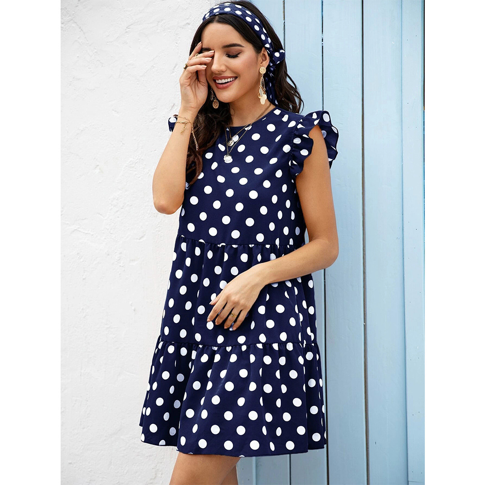 high waist polka dot loose princess dress NSSA40037