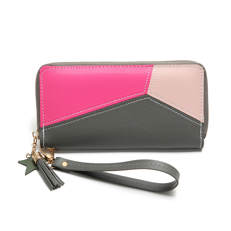Korean Stitching Women's Wallet Card Bag Color Matching Mobile Phone Bag Card Bag display picture 20