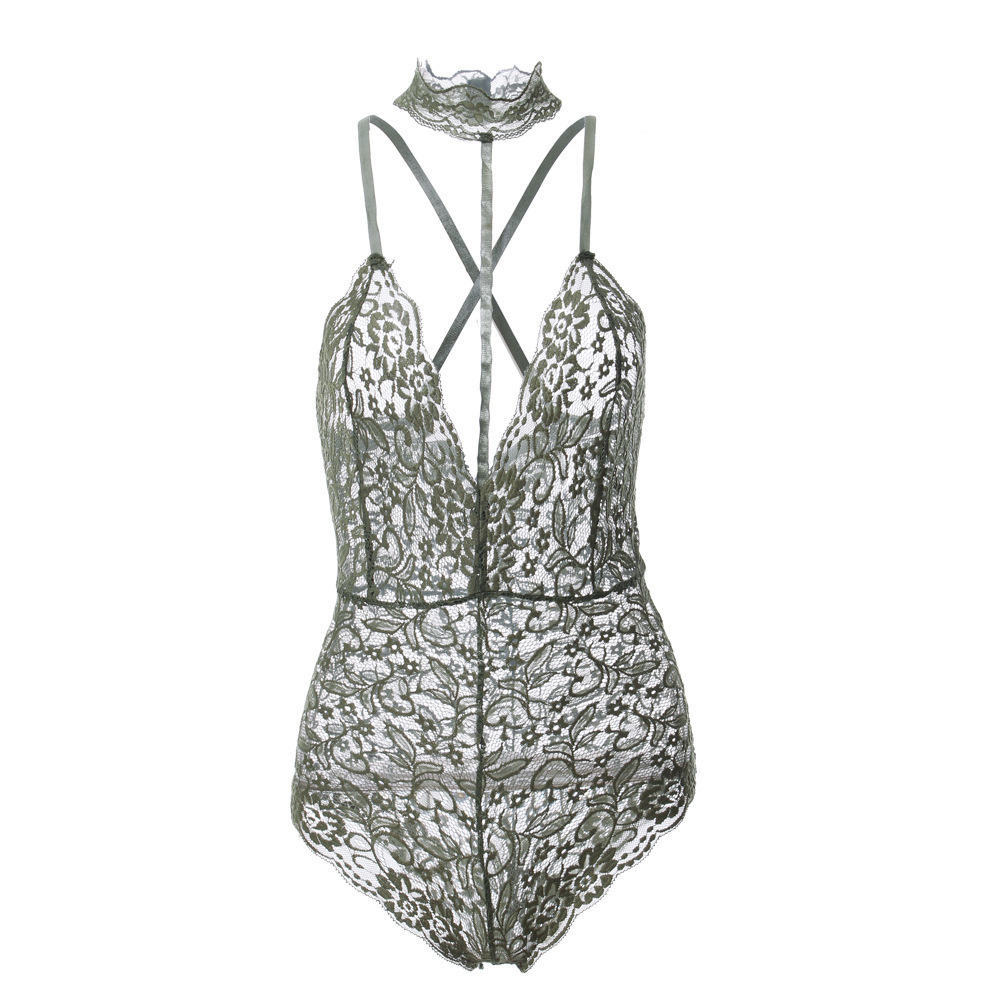 All Seasons Season Women'S Gender Transparent Design Leaves Jumpsuit Sexy Transparent Sexy Lingerie