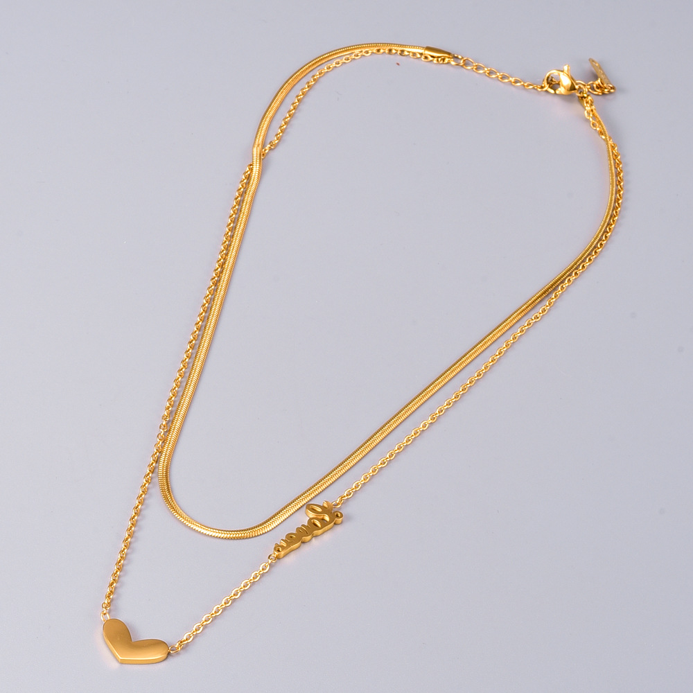Necklace Classification 304 Stainless Steel Chain Material Titanium Steel Double-layer Necklace