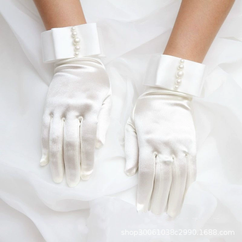 Gloves, wedding dress, accessory from pearl for bride