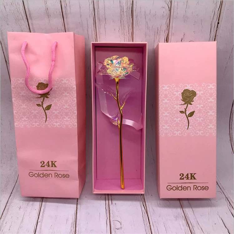 Золотистое покрытие розы, роза из 24K фольги, декоративная, в подарочной коробке, 25 см