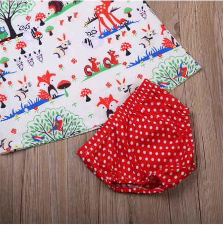 2022 Infant Clothes Floral Headband Cartoon Dress Knitted Shorts Set 0-24M 3 Pieces