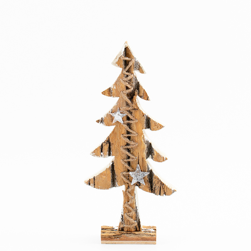 Decoración del árbol de Navidad de madera natural abedul blanco decoración de escritorio de madera de lecho decoración de ventanas de hotel mostrador pequeño árbol de Navidad