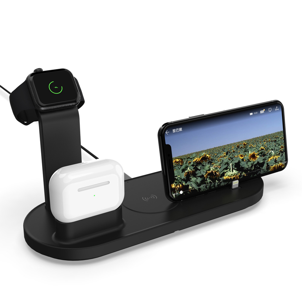 适用四合一无线充电支架 手机 手表 耳机充电座 安卓 苹果 无线充|ms