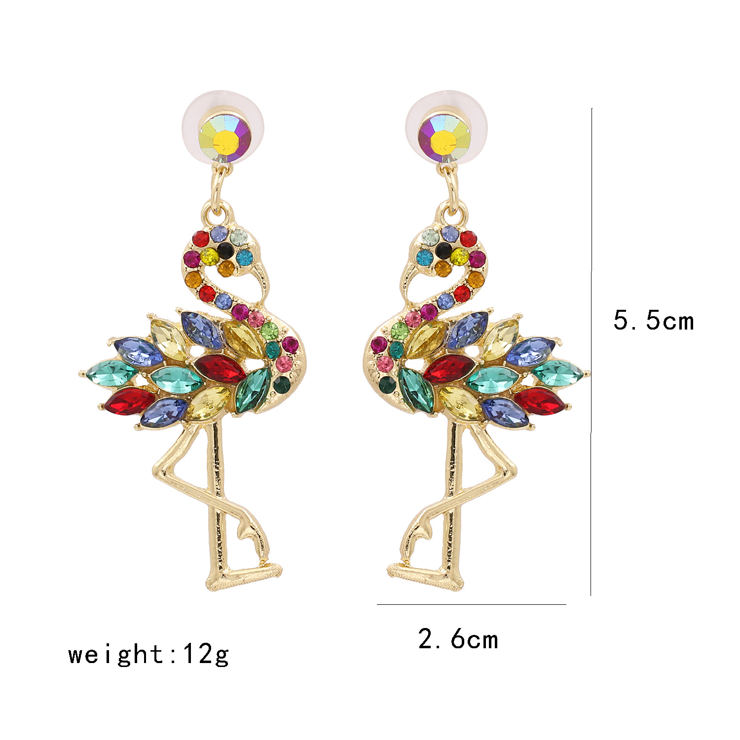 Creative Flamingo Long Diamond-studded Women's Earrings display picture 1