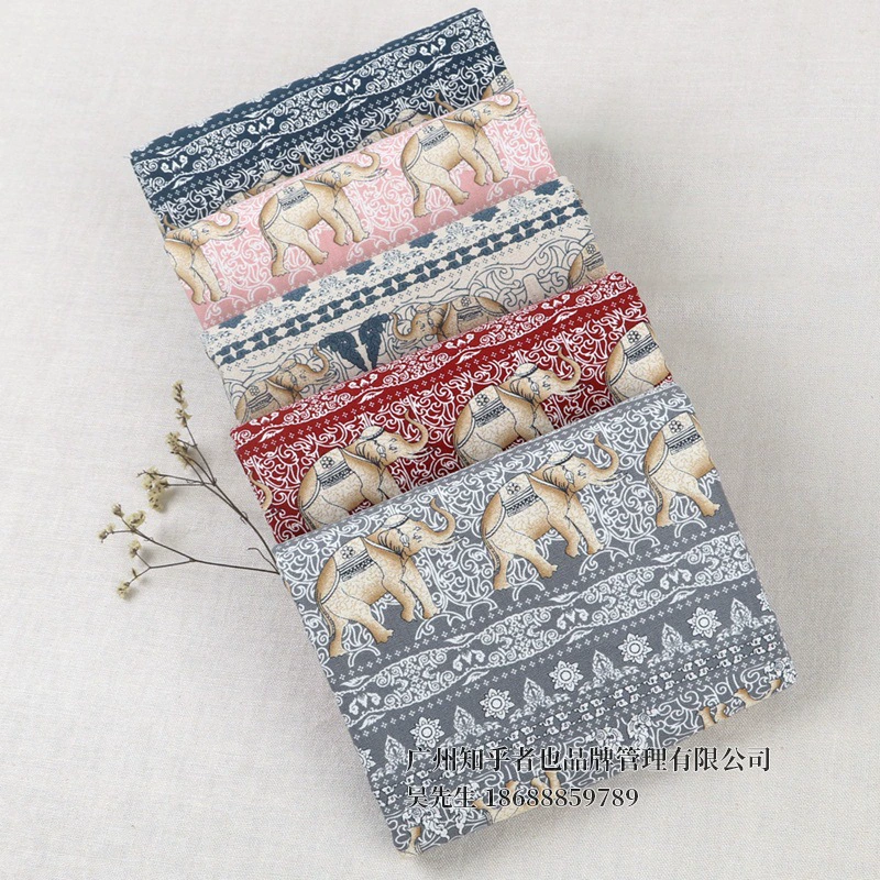 A1575# Хлопковая плотная ткань с принтом слона, для DIY, удачный рuyi-узор, этно-узор, фактурная печатная ткань