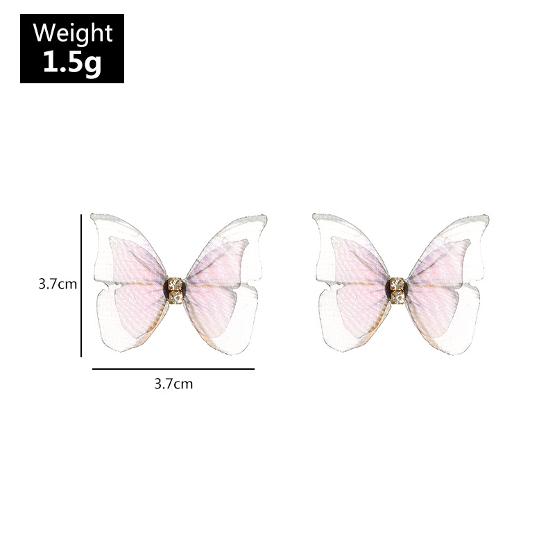 Jewelry Beautiful Three-dimensional Tulle Double Butterfly Earrings Ring Earrings Wholesale Nihaojewelry display picture 24