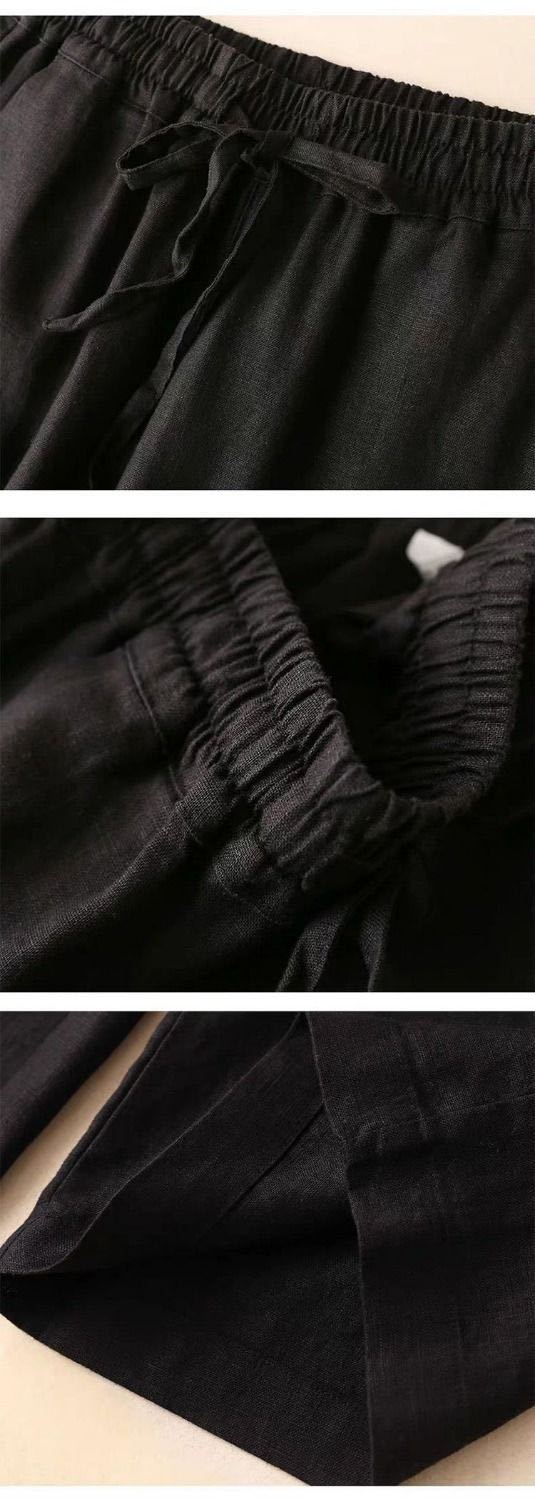 Title 10, Pantalones amplios de lino y algodón para mujer...