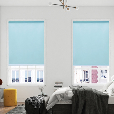 廚房衛生間防水珠光拉珠卷簾出租房遮光簾免打孔手動窗簾成品批發