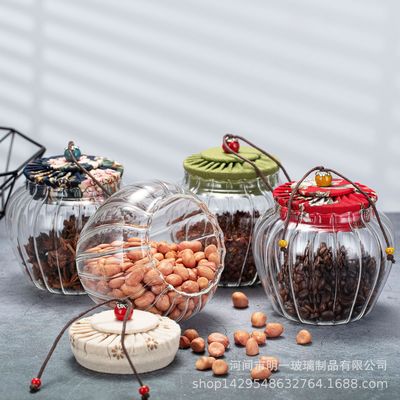 高硼硅玻璃条纹茶叶罐小青柑密封茶罐糖果花茶罐杂粮条纹储物罐|ms