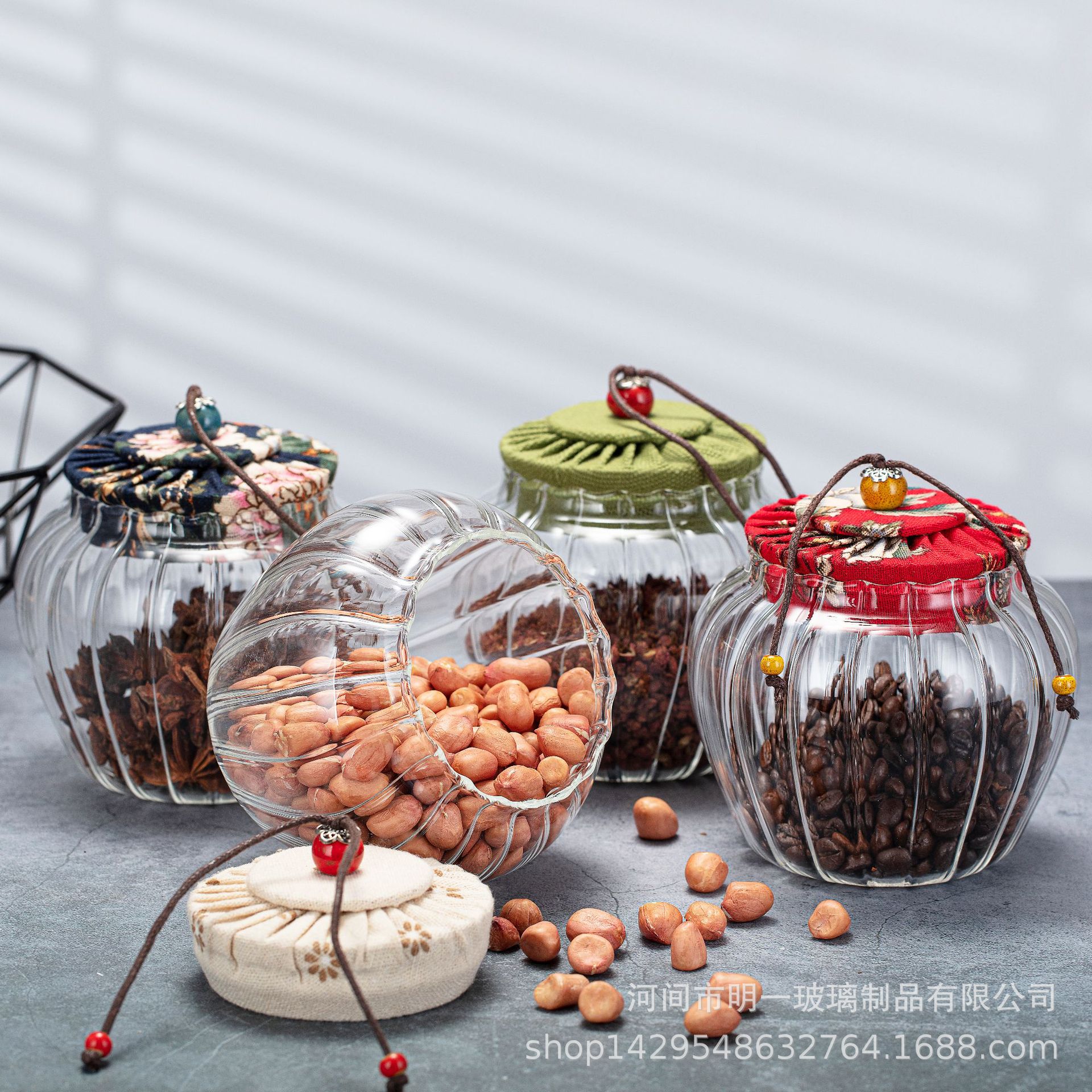 高硼硅玻璃条纹茶叶罐小青柑密封茶罐糖果花茶罐杂粮条纹储物罐|ms