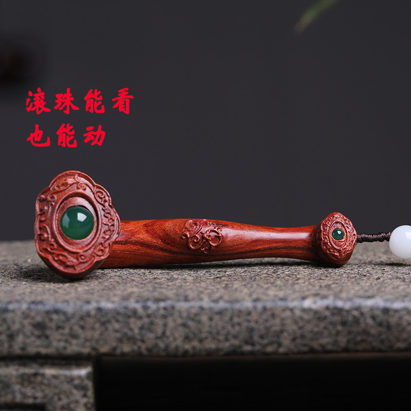 赞比亚血檀如意 万事如意10厘米非洲小叶紫檀人生如意盘玩手把件