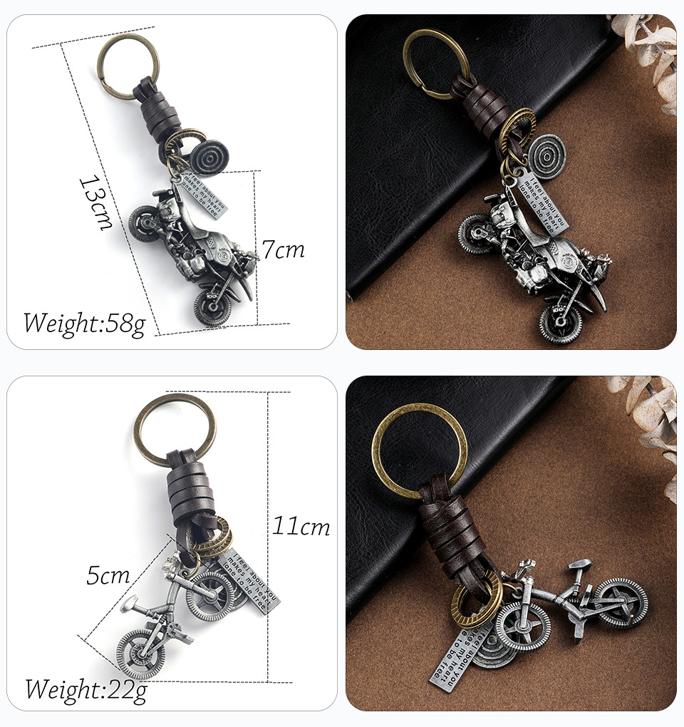 Punk Cowhide Aircraft Harley Motorcycle Keychain display picture 4