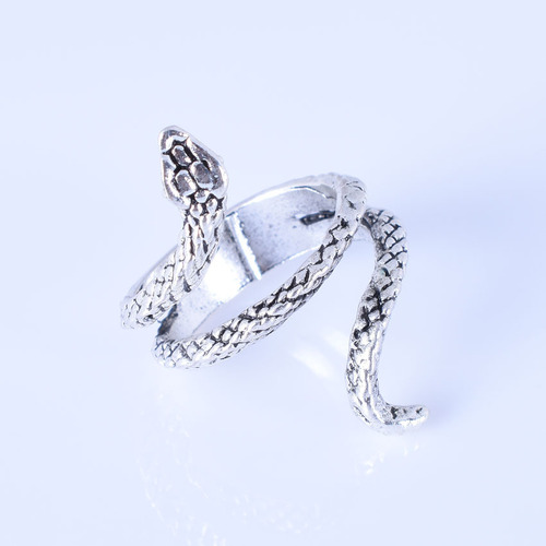 欧美外贸饰品朋克个性指环镀银合金动物蛇造型男戒指