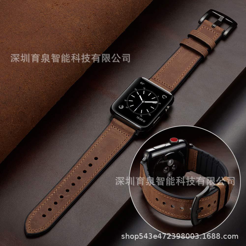 Suitable For Apple Watch Apple Watch Silicone Sticker First Layer Genuine Leather Iwatch Strap Sports Model Goods