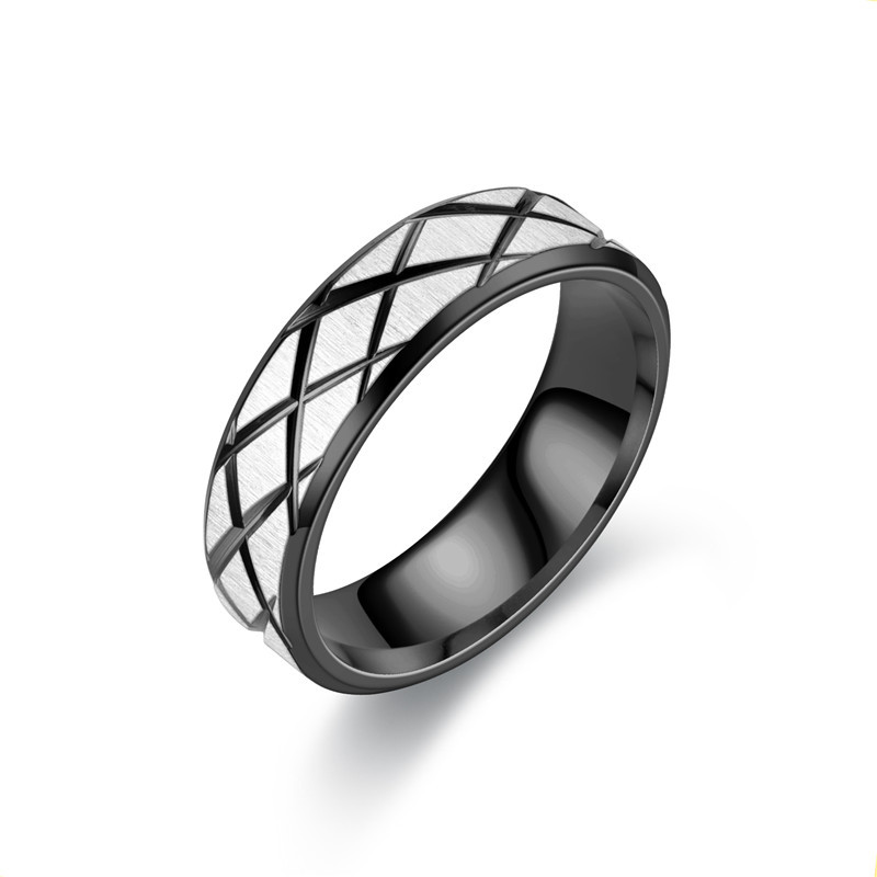 Großhandel Schmuck Edelstahl Plaid Ring Nihao Schmuck display picture 5