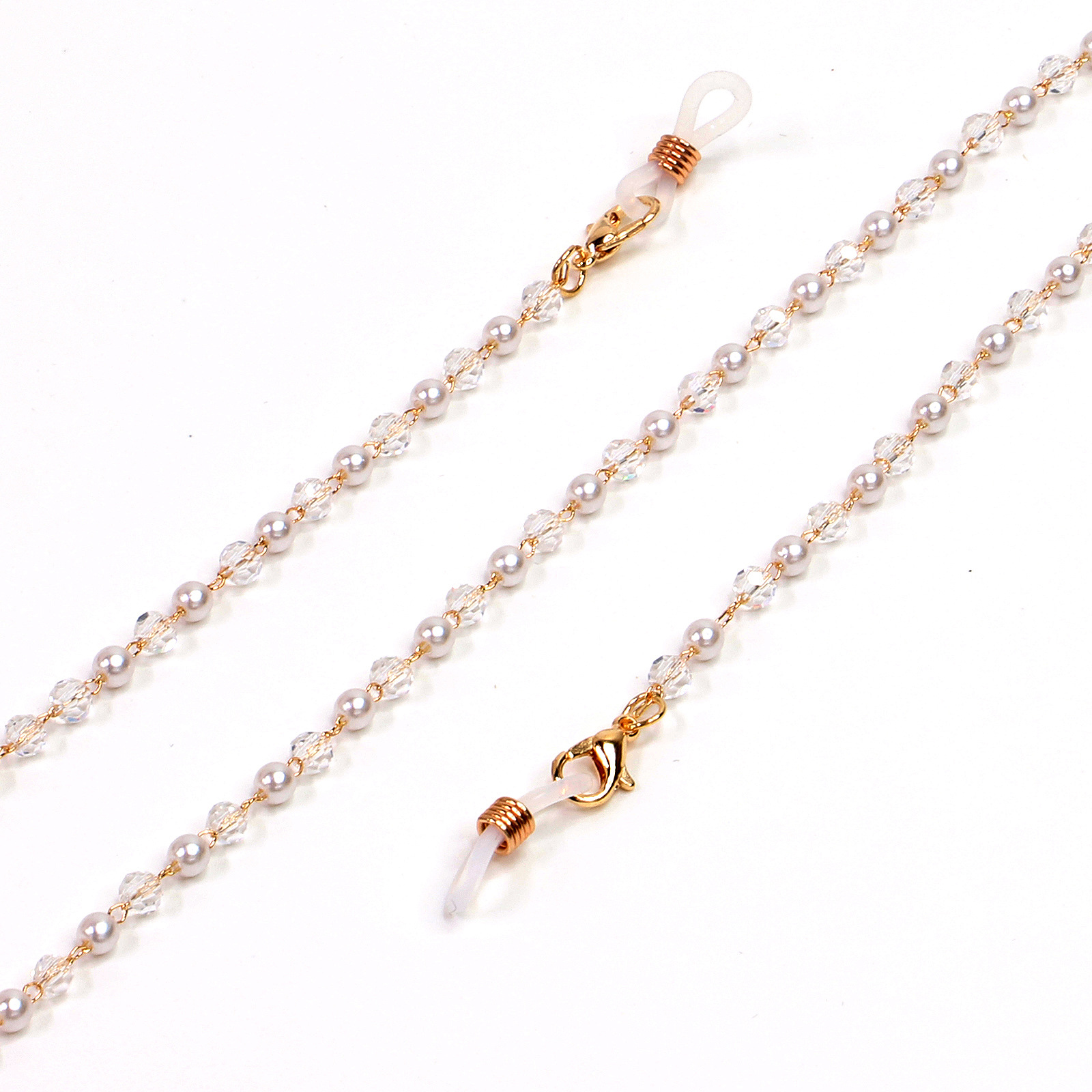 New 4mm Crystal Pearl Gold Glasses Chain Sunglasses Fashion Bead Glasses Chain Wholesale display picture 2