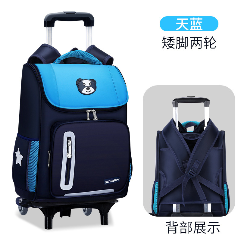 Fábrica de la escuela primaria estudiante carretilla mochila personalizada de tres ruedas de seis ruedas desmontable de doble uso escalera escalada personalizada impresa LOGO