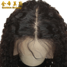 Baby hair真人发顺发自然色半蕾丝头套jerry curly hair lace wig