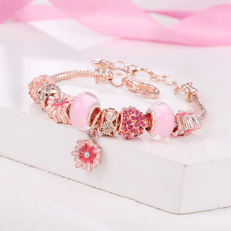 Sweet Flower Alloy Copper Enamel Rhinestones Women's Bracelets display picture 3
