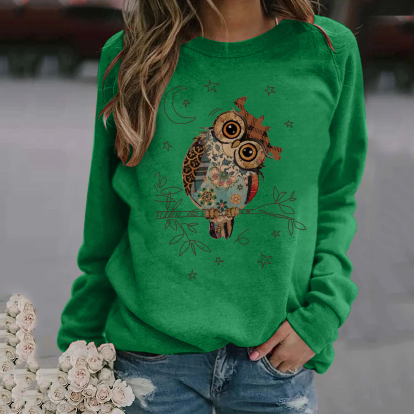 350g Weight Long Sleeve Sleeve Length Pullovers Placket Type Women's Hoodie Long Sleeve Hoodies & Sweatshirts Printing Fashion Owl