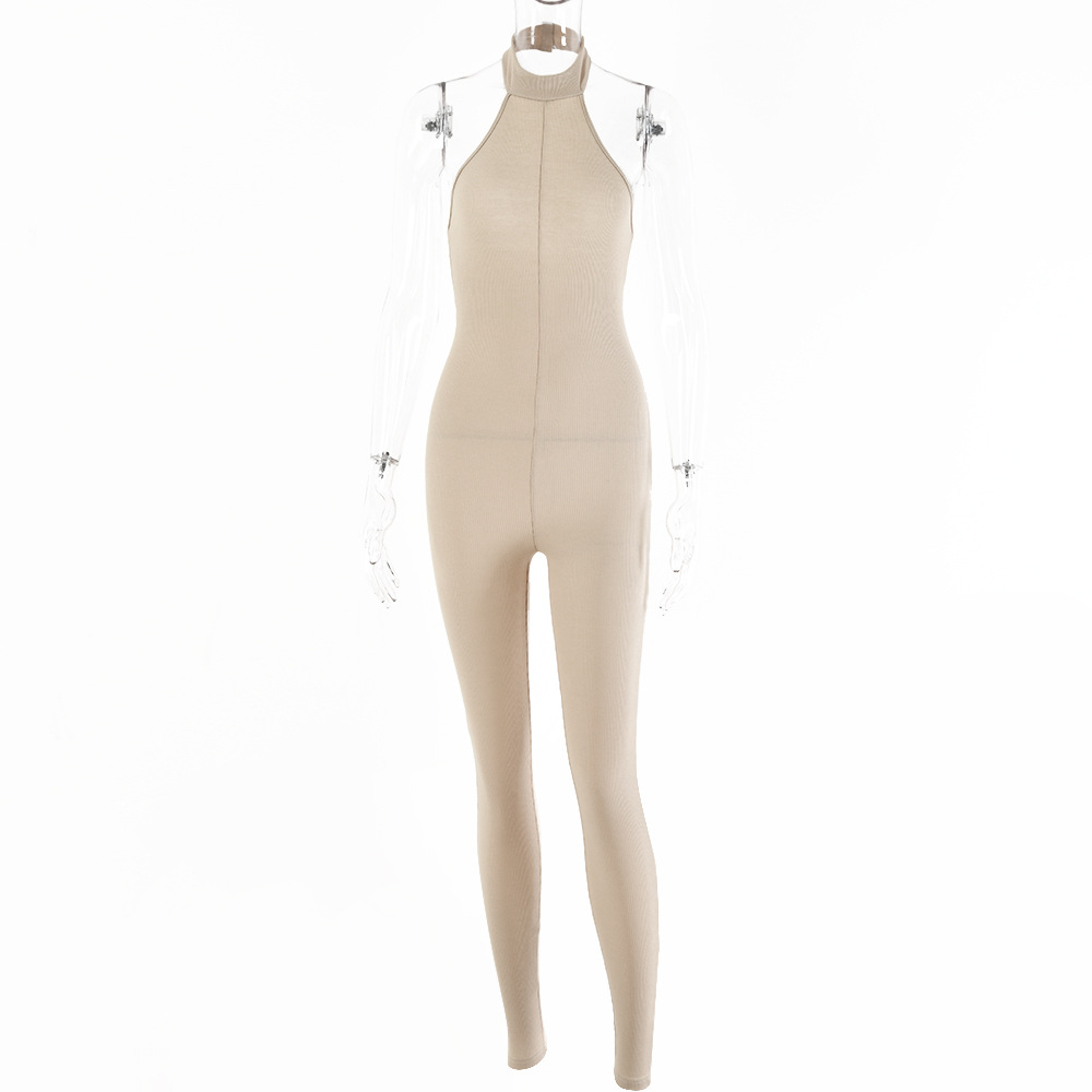 tight hanging neck sleeveless jumpsuit NSFD28519