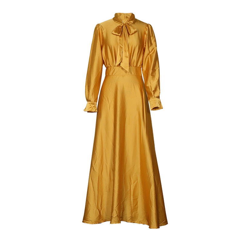 Femmes Robe Régulière Robe Satinée Élégant Style Classique Manche Longue Couleur Unie Maxi Longue Robe Vacances Banquet Goûter display picture 5