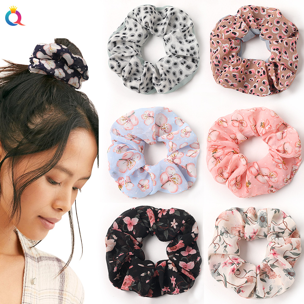 New Fashion Printed Chiffon Hair Ring Fabric Cheap Sweet Hair Ring Wholesale display picture 26