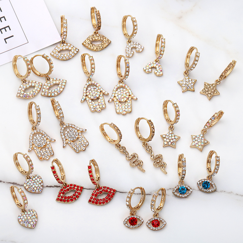 Hot-selling Copper Electroplating Single Row Zircon Serpentine Earrings display picture 6