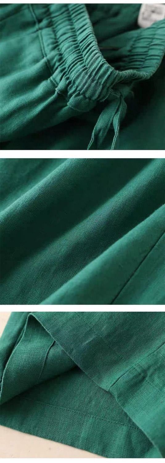 Title 7, Pantalones amplios de lino y algodón para mujer...