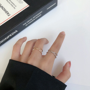 Han Fan Dongdaemun Simple Geometric Round Cross Ring Trendy Cold Style Plain Ring Joint Ring Tail Ring for Women 1106