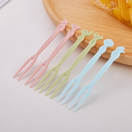 Household cute fruit fork set plastic disposable fruit pick household cake vegetable salad fork