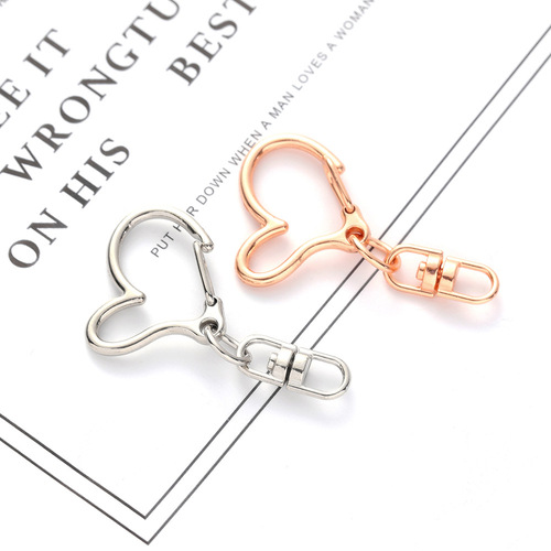 50pcs love shape key chain of dog buckle accessories diy irregular peach heart of eight key chain