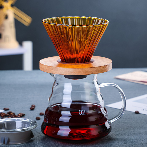Heat-resistant colored glass coffee filter cup drip-type V60 funnel share coffee pot filter cup ogo