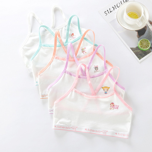 Wholesale development period children's student underwear, girls and older children's suspenders, tube tops, pure cotton children's breathable bras