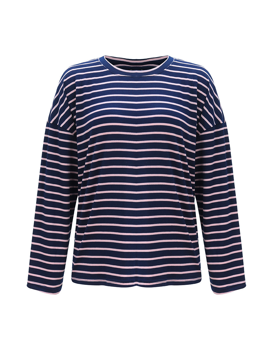 hot-selling striped top women s autumn loose long-sleeved T-shirt NSAL2600