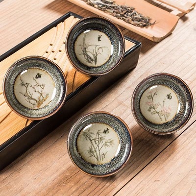 德化窯變陶瓷茶具單杯鈞窯品茗杯功夫茶具家用主人杯 LOGO定制