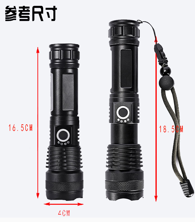 Cross-border bestseller USB flashlight, outdoor aluminum alloy strong light flashlight, new battery display flashlight gift wholesale pic 11
