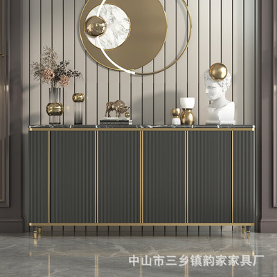 美式轻奢风玄关柜现代简约入户进门厅柜客厅大理石实木储物收纳柜|ms