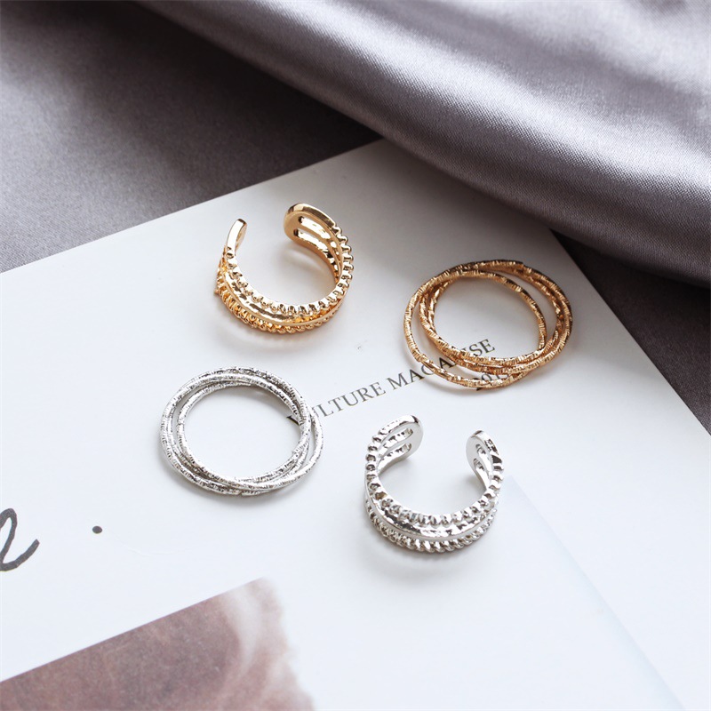 Korean Frosted Two-piece Ring Multi-layer Hollow Ring Wholesale display picture 2