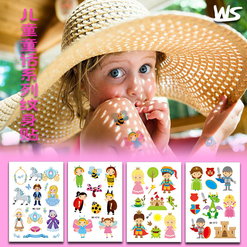 Cross-Border New Cartoon Fairy Princess Castle Tattoo Stickers Kidsren's Fairy Tale Waterproof Temporary Tattoo Stickers