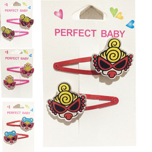 Japanese and Korean popular black Super pacifier cartoon children's hair clip BB metal clip acrylic material Fashion fresh gift