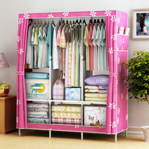 Simple Wardrobe Combination Home Hanging Wardrobe Mobile Curtain Closet Simple Assembly Walk-in Closet Storage Hanging Wardrobe
