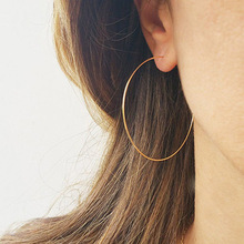 法式超细超轻圆圈耳圈 时尚耳环气质网红 欧美夸张18k金色大耳圈