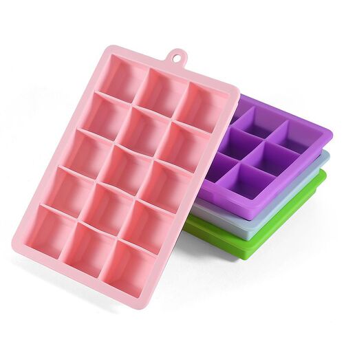 24-Cell 15-Cell Covered Square Silicone Ice Cube Tray Household Ice Cube Molds Baby Food Molds Food Grade