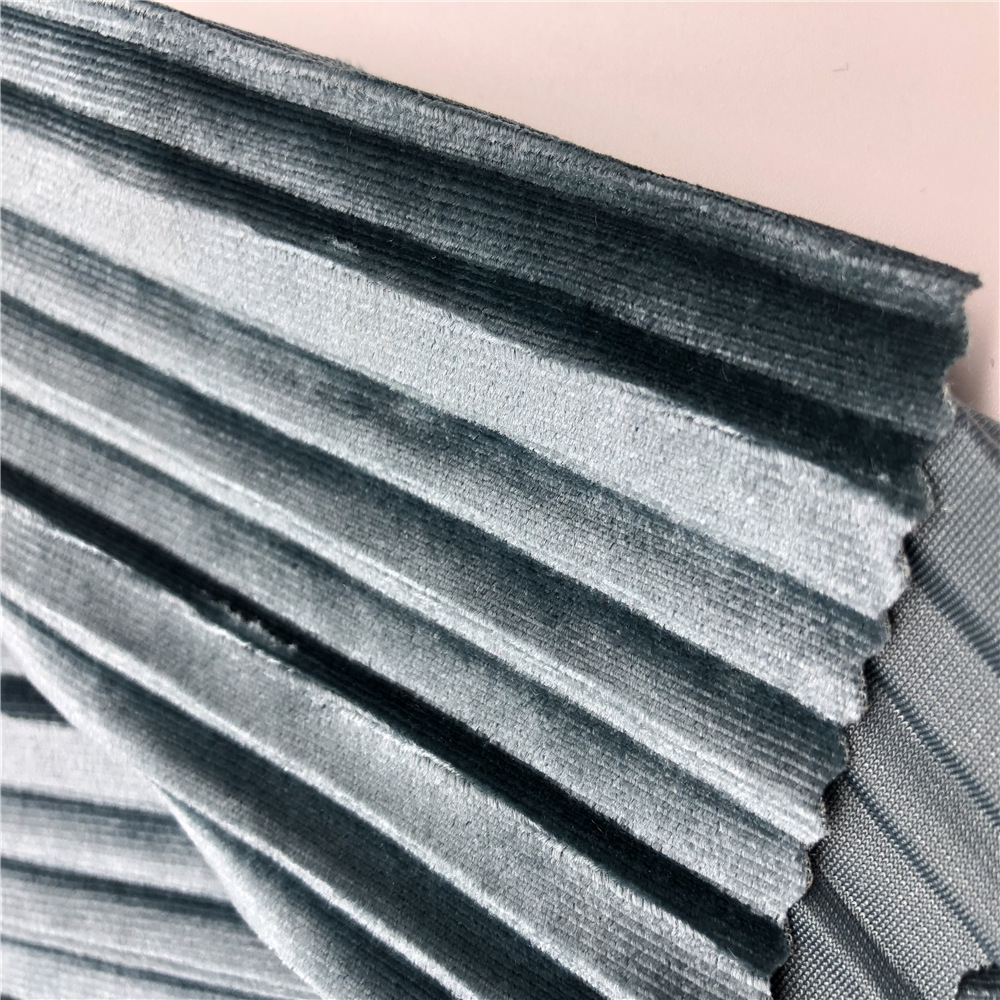 销售韩国绒压条压皱百褶裙面料250g直条