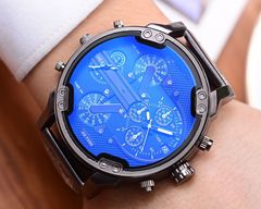 DZ男士手錶7395個性大錶盤潮流手錶不鏽鋼帶石英手錶一件代發